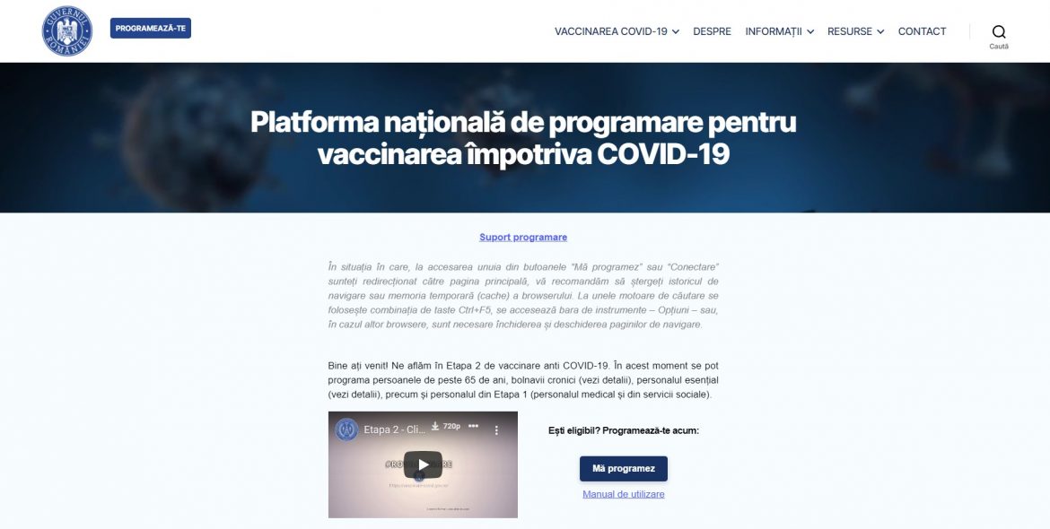 platforma programare vaccin