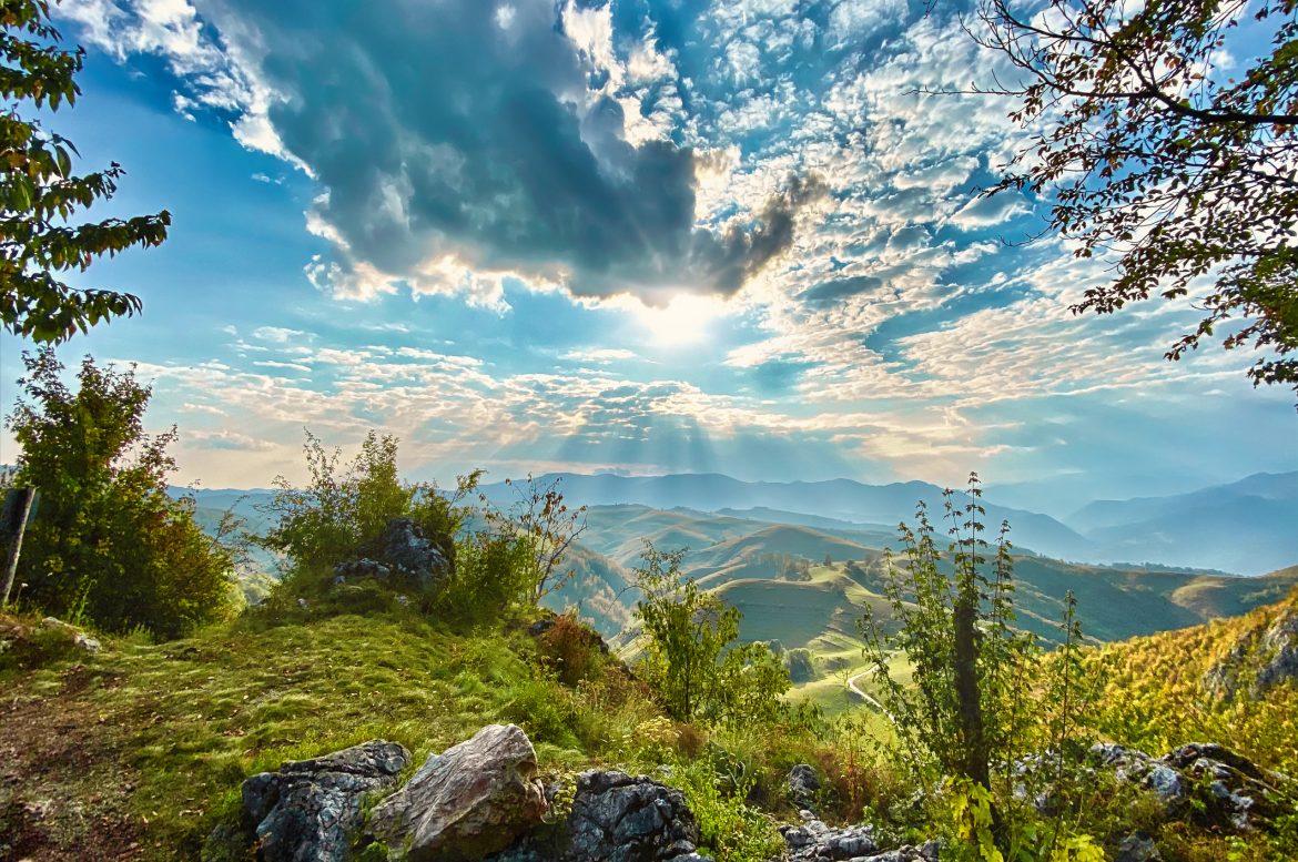 Sunny afternoon view atop Apuseni Mountain Range
